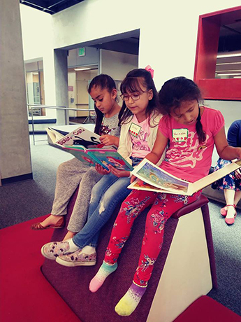 Students in the library